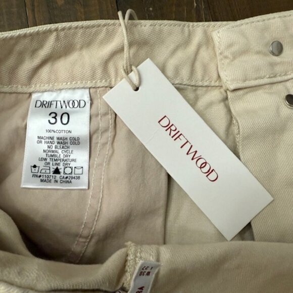 Driftwood Barbara Cream Barrel Jeans Black Embroidery Button Fly 30 (34) - Picture 6 of 6